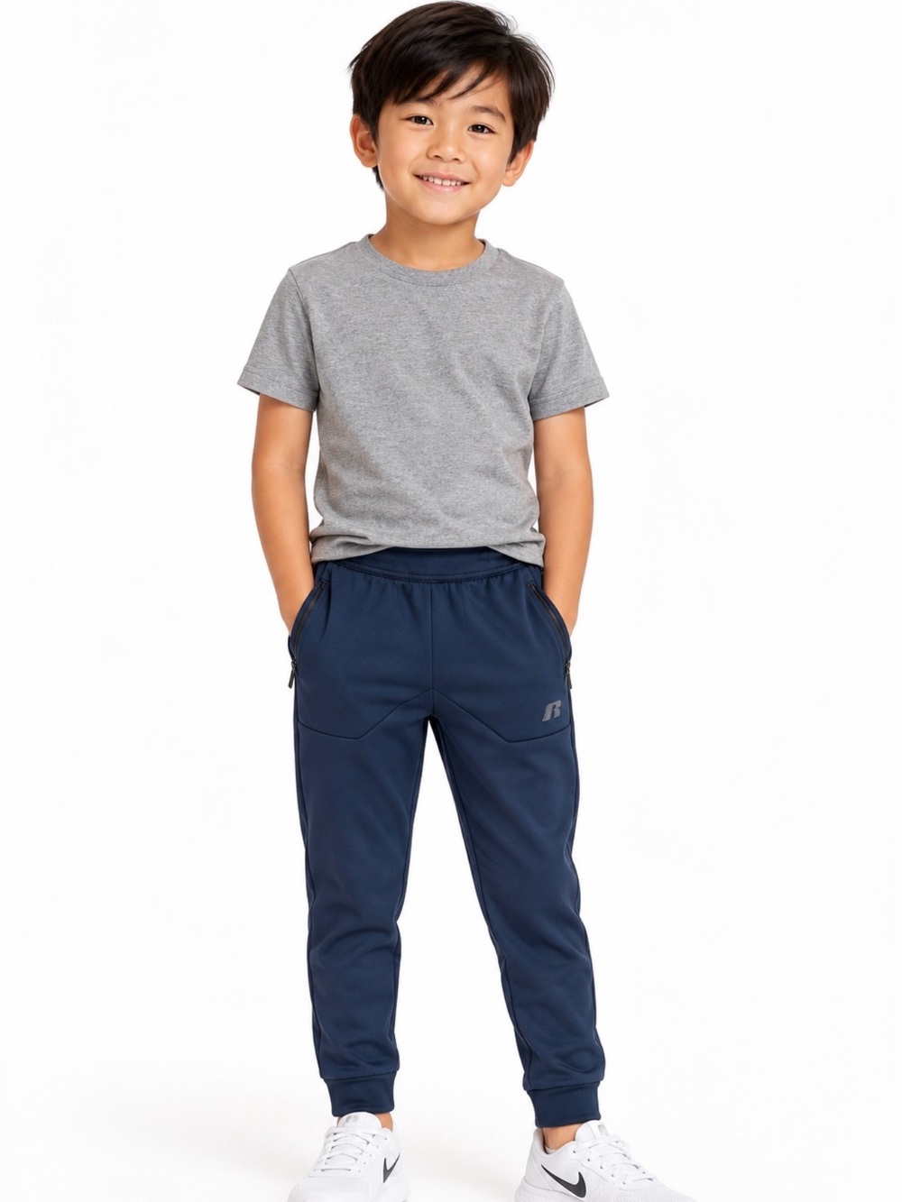 Russell Athletics Boy’s Navy Jogger Sweatpants with Zippered Pockets